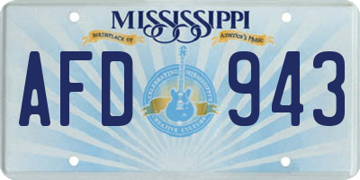 MS license plate AFD943