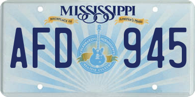 MS license plate AFD945