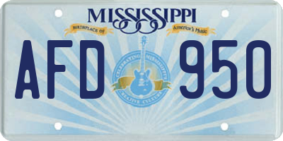 MS license plate AFD950