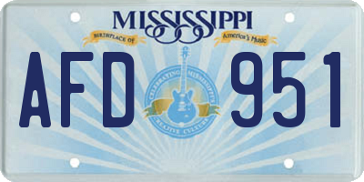 MS license plate AFD951
