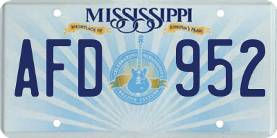 MS license plate AFD952