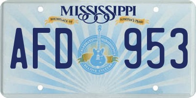 MS license plate AFD953