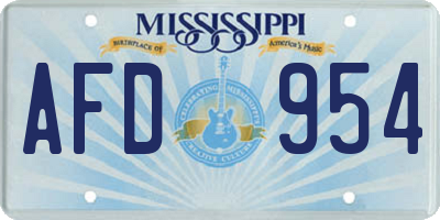 MS license plate AFD954