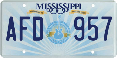 MS license plate AFD957