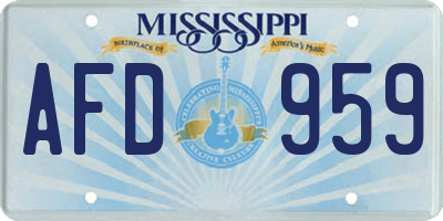 MS license plate AFD959