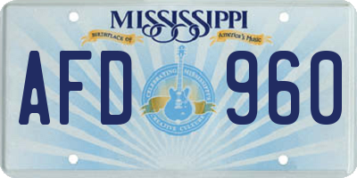 MS license plate AFD960