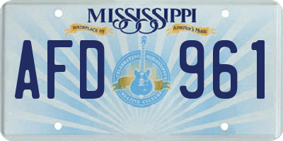 MS license plate AFD961