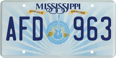 MS license plate AFD963