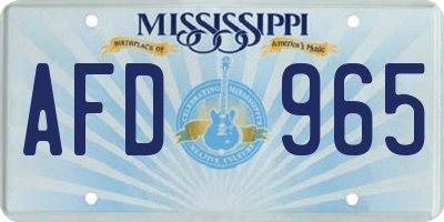 MS license plate AFD965