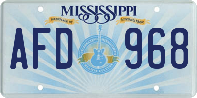 MS license plate AFD968