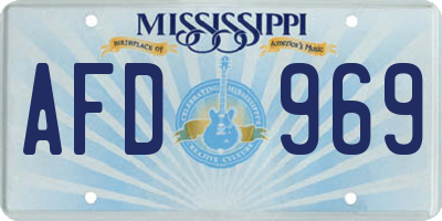 MS license plate AFD969