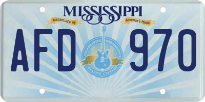 MS license plate AFD970