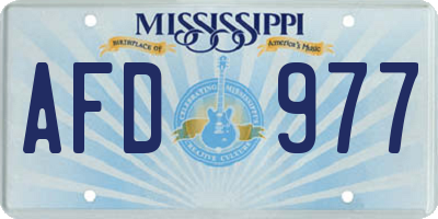 MS license plate AFD977