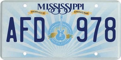 MS license plate AFD978