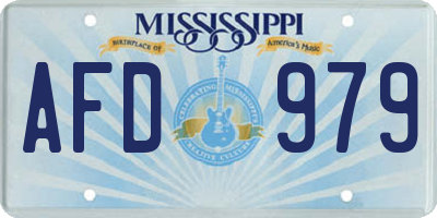 MS license plate AFD979