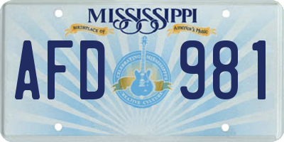 MS license plate AFD981