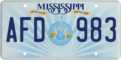 MS license plate AFD983