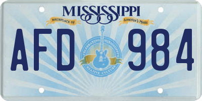 MS license plate AFD984