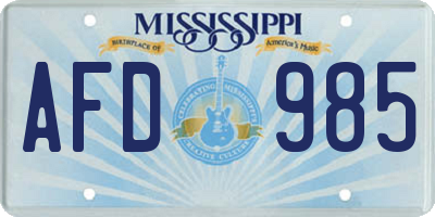 MS license plate AFD985