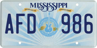 MS license plate AFD986