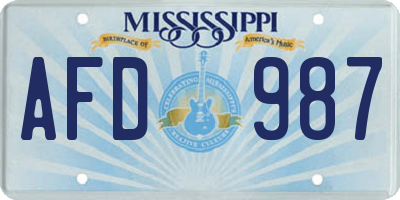 MS license plate AFD987