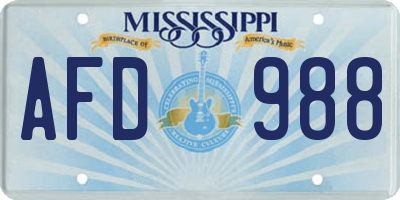 MS license plate AFD988