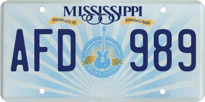 MS license plate AFD989