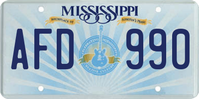 MS license plate AFD990