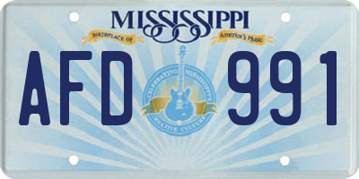 MS license plate AFD991