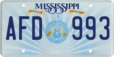 MS license plate AFD993