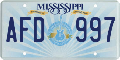 MS license plate AFD997