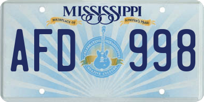 MS license plate AFD998