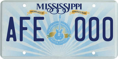 MS license plate AFE000