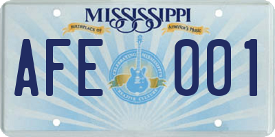 MS license plate AFE001