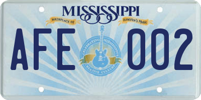 MS license plate AFE002