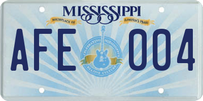 MS license plate AFE004