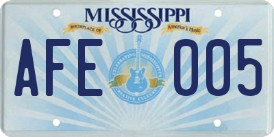 MS license plate AFE005