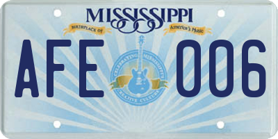 MS license plate AFE006