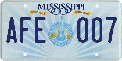 MS license plate AFE007