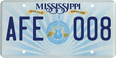 MS license plate AFE008