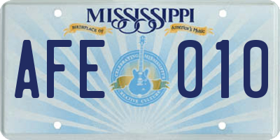 MS license plate AFE010