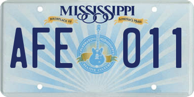 MS license plate AFE011
