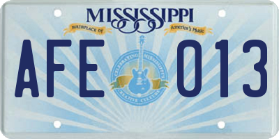 MS license plate AFE013