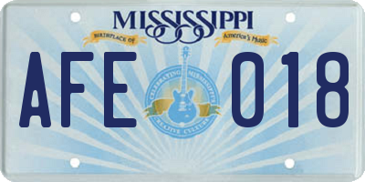MS license plate AFE018