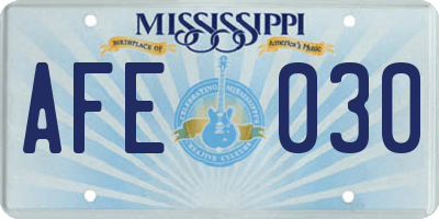 MS license plate AFE030