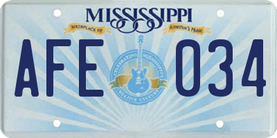MS license plate AFE034
