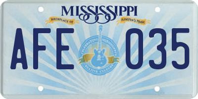 MS license plate AFE035