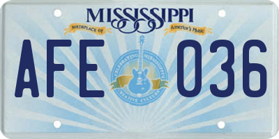 MS license plate AFE036