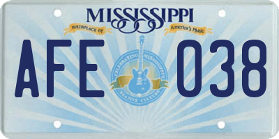 MS license plate AFE038