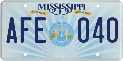 MS license plate AFE040